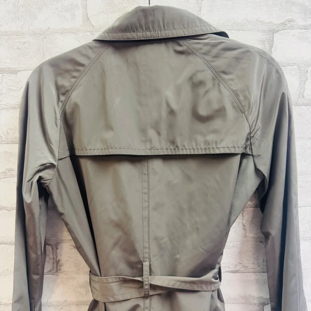 NWT Tommy Hilfiger Womens Belted Trench Coat Olive Grey Small